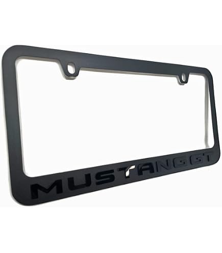 Matte Black License Plate Frame For Mustang GT - Logo Front/Rear Cover, Direct Fit