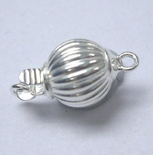 1 set .925 Sterling Silver Corrugated Pearl Ball Clasp 1-strand/Findings/Bright