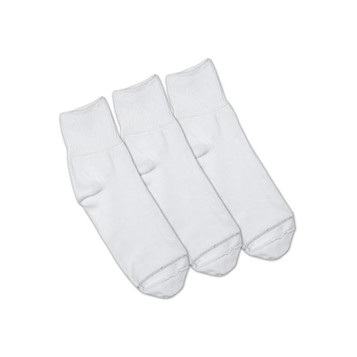 Extra Wide Women's Black Medical (Diabetic) Mid Calf Crew Sock, Shoe Size 6.5-9.5 Up to 6E Wide 3PK, Antimicrobial, Made in USA!