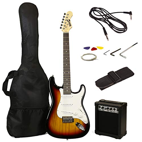 RockJam 6 ST Style Electric Guitar Super Pack with Amp, Gig Bag, Strings, Strap, Picks, Sunburst (RJEG02-SK-SB) (Best Headphones For Toddlers Uk)