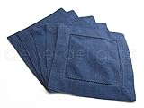 12 CleverDelights Navy Hemstitch Cocktail Napkins - 6