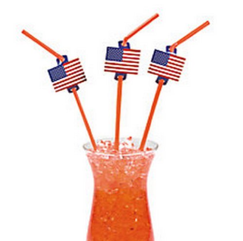 Patriotic Flag Straws 2 Dozen Plastic/Party Supplies/4th of July