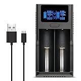2-Bay Speedy Universal Smart Li-ion Battery Charger for 18650 26650 18500 18350 17670 16340 14500 10440 AA AAA Li-ion with LCD