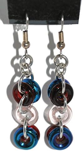 Patriotic Earrings with Red White and Blue Glass Rings