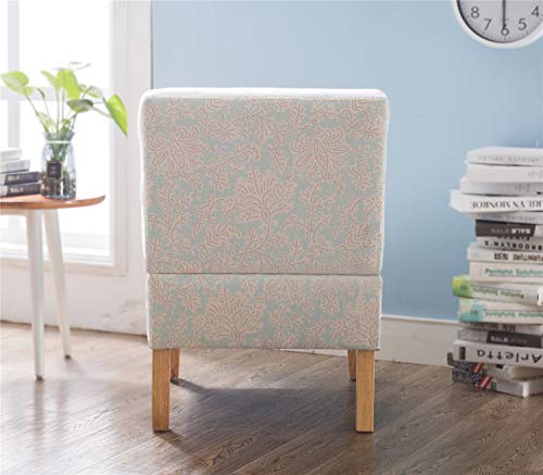 Accent Chair Armless with Blue Flower Fabric for Bedroom Reading Living Room, Modern Slipper Sofa Chair, Mid Century Throne Chair for Wedding, Vanity Chair for Makeup - Set of 2 (Blue Flower)