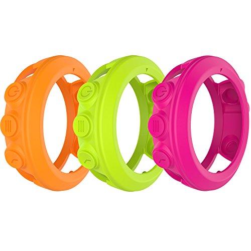 RuenTech For Garmin Fenix 3 HR Case Cover,Soft Silicone Protective Case Protector Sleeve for Garmin Fenix 3 HR/Fenix 3/Fenix 3 Sapphire/Quatix 3/Tactix Bravo Band Cover (Lime&Orange&Rose)