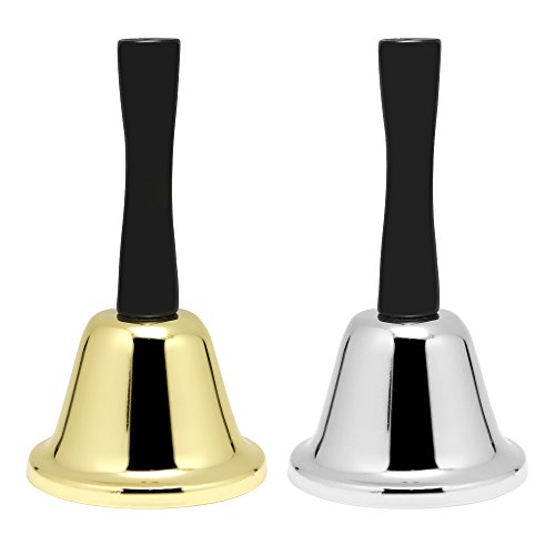 image for Hysagtek 2 Pcs Metal Tea Hand Bell Loud Call Service Bell Tone Handbel