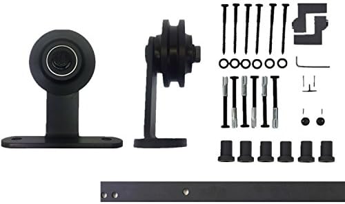 Vancleef 4-20FT Single Door Kit Sliding Barn Door Hardware, 8FT Track T-Shape Design, Industrial Strength, Black Rustic, Interior and Exterior Use, Descriptive Installation Manual Included