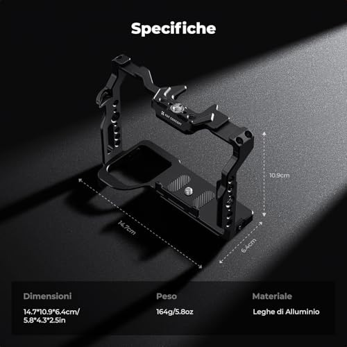 K&F CONCEPT Alpha 7 III/7 IV/7 Ⅴ/7R III/7R Ⅴ Cage, Gabbia per Fotocamera per Sony Alpha 7 III/7 IV/7 Ⅴ/7R III/7R Ⅴ con Piastra a Sgancio Rapido Integrata per Arca, Guida NATO, Filettature da 3/8“