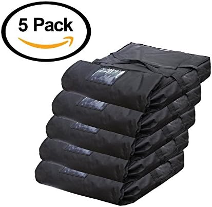 Black Polyester Insulated Pizza / Food Delivery Bag 16″ – 18″- Professional Pizza Delivery Bag- Moisture Free- Holds Multi Pizza Boxes (Set of 5 Bags)