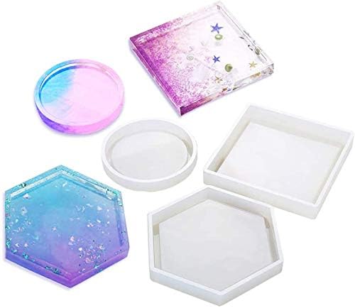 Amazon Co Jp Ever Garden コースター シリコンモールド 3個セット 正方形 六角形 丸 四角 レジン Uvレジン エポキシ樹脂 アロマストーン 手作り 石鹸 キャンドル 樹脂 粘土 オルゴナイト 型 抜き型 ホビー