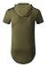 OLRIK Men's Short Sleeve Crew Neck Hooded Swag Extended T Shirts Army Green XXL