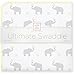 SwaddleDesigns Ultimate Winter Swaddle, X-Large Receiving Blanket, Made in USA, Premium Cotton Flannel, Elephant and Pastel Yellow Chickies (Mom's Choice Award Winner)