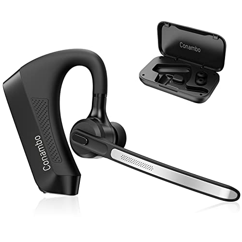 Conambo K21 Bluetooth Headset, V5.1 Bluetooth Headset with Microphone with CVC 8.0 and ENC Noise Cancellation, Headset Bluetooth with Microphone for Driving, Office, Business, Driving, 18 Hours Talk Time