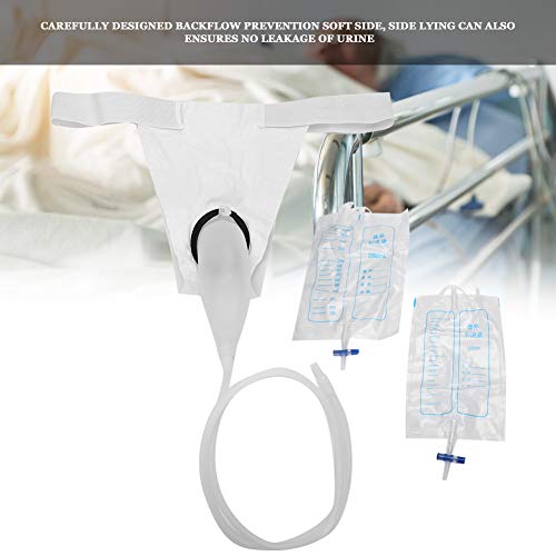 Silicone Urine Collector, Male Urine Collection Bag Reusable Silicone Urinary Drainage Bag Urine Collection Bag for Men Elderly Bedridden