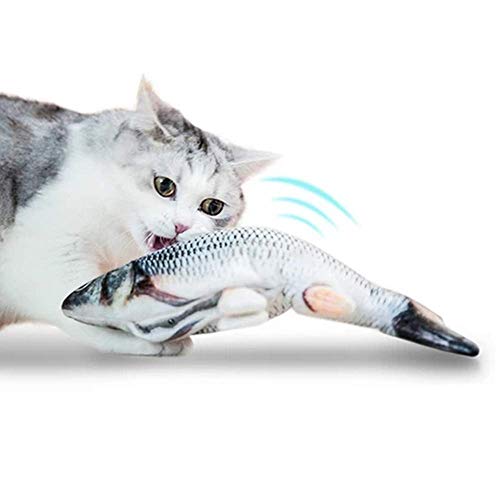 Dragon Honor Realistic Plush Simulation Electric Doll Fish, Funny Interactive Pets Chew Bite Supplies for Cat/Kitty/Kitten Fish Flop Cat Toy Catnip Toys - Perfect for Biting, Chewing and Kicking (B)