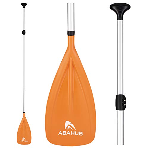 Abahub SUP Paddles - 3 Piece Adjustable Stand up Paddle - Lightweight Oar for Paddleboard, Adjustable Aluminum Alloy Shaft 68" - 84", Orange Plastic Nylon Blade