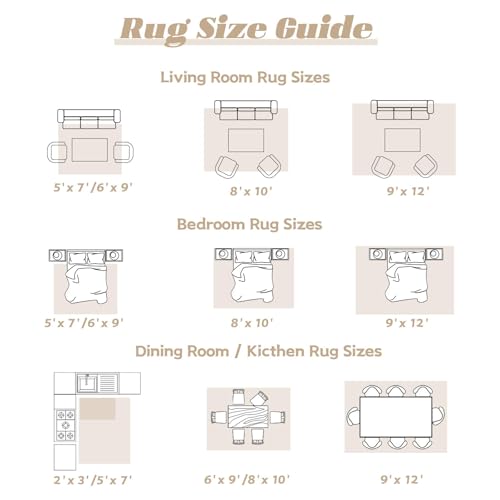 VECARF Area Rug 9x12 Washable Rug, Vintage Boho Medallion Rugs Non-Slip Soft Low Pile Large Distressed Rug Indoor Retro Carpet for Living Room Bedroom Dining Room Home Office (Beige, 9'x12')