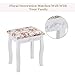 Giantex Vanity Stool Wood Dressing Padded Chair Makeup Piano Seat Make Up Bench w/Rose Cushion (White)