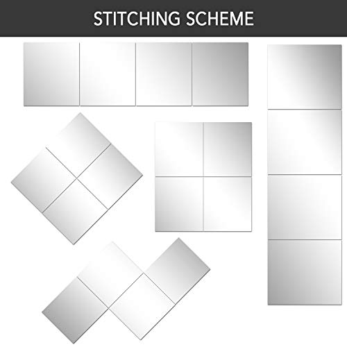 PexFix Full Length Mirror Frameless Mirror, 12inch X 16inch Wall Mirror 4-Piece Set Free Combination Rectangular Glass Flat Mirror Tiles Decoration Mirrors for Bathroom, Livingroom or Bedroom - Thumbnail 5