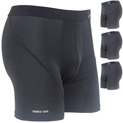 Temple Tape Underwear for Men Sports Performance Boxer Briefs 3-Pack Black Small - Thumbnail 7