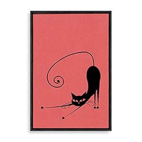 Framed Canvas Wall Art for Living Room, Bedroom Cat Illustration VI Canvas Prints for Home Decoration Ready to Hang - 16x24 inches
