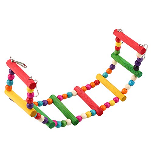 LESYPET Colorful Ladder Bird Toy, Flexible Ladders Wooden Rainbow Bridge for Parrots Pet Trainning 8-Step