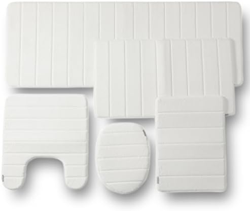 Townhouse Rugs 5PC Memory Foam Bathroom Set Combo - White
