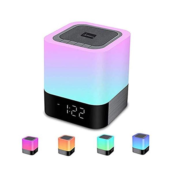 WamGra Wireless Bluetooth Speaker with Touch Control Bedside Lamp,Alarm Clock,MP3,Portable Smart LED Touch Sensor Table Lamp Dimmable RGB Multi-Color Changing Night Lights, All in 1