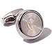 HJ Men's 2PCS Fashion Dazzle Tuxedo Shirts Platinum Plated Cufflinks Initial Letter 2 Color A-Z (silver C), Small
