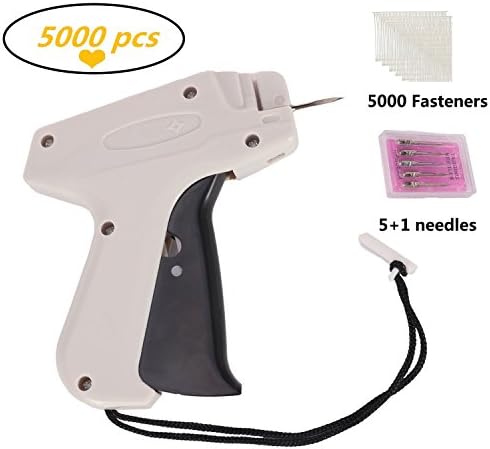 Clothes Tagging Gun with 5000 Barbs Fasteners and 6 Replacement Needles, Standard Clothing Garment Price Label Tagging Tag Gun Perfect for Shops, Retailers, Warehouses and Family Yard Sale