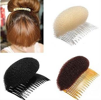 2PCS Women Lady Girls Soft Sponge Foam Hair Base Inserts Bump Up Hair Pads Stick Bun Maker Hair Styling Clip Hair Comb Braid Tool Hair Styling Accessories Beige