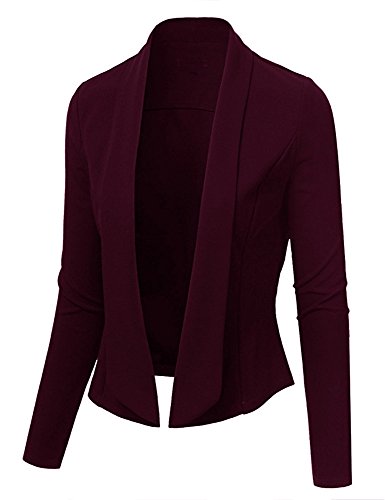 ARCITON Women s Lightweight Summer Long Sleeve Open Front Blazer Jacket Wine Red S