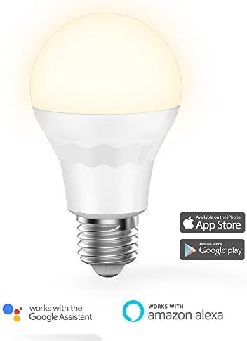 WiFi Smart LED Light Bulb Dimmable (2700K), A19 E26 60w Equivalent Household Light Bulb, No Hub Required, Compatible with Alexa & Google Home