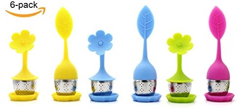 Wiliboat 6 Pack Tea Infusers Bottle for Loose Tea Silicone Handle Stainless Steel Strainer Filter