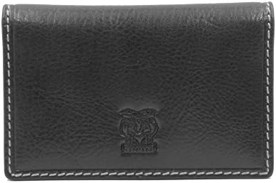 CAPPIANO Vegetable Tanned Leather Business &amp; Credit Card Wallet Holder - Black