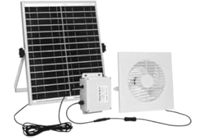 Auzev Solar Exhaust Fan with 12000mAH Battery, 22W Solar Powered Fan for Greenhouse Circulation, Chicken Coop, Shed, barn, Outside, Outdoor Waterproof with 14.7Ft Cable, 9.8"