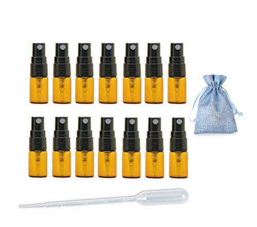 JJKMALL- 30pcs Brown Amber Fine Mist Mini 2ml Atomizer Vial Small Glass bottle Spray Refillable Perfume Empty Sample Bottle Free gift Storage bag 3ML Pipette Dropper for Travel Party - Thumbnail 4