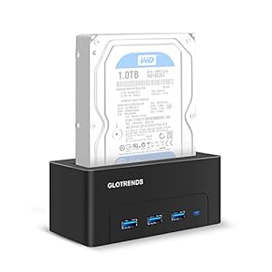 GLOTRENDS 3ポート USB3.1 HUB 外付け 3.5インチ / 2.5インチ HDDスタンド 取り出し簡単 8TBまで対応 PSE電源アダプタ 入れるだけ利用可能 ツールなし お立ち台 SATA ハードディスク ケース UASP超高速 工具不要 ブラック （K1H）