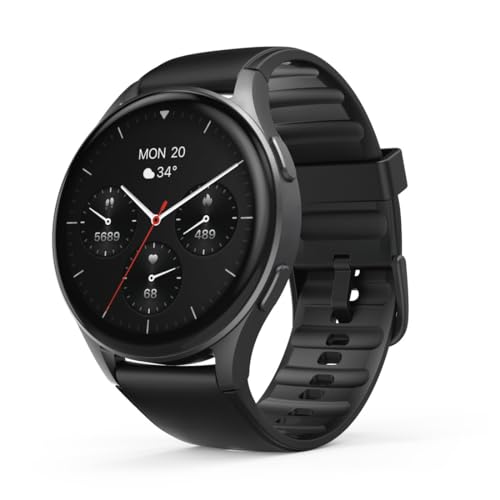 Hama Smartwatch 8900 mit GPS, wasserdicht IP68, Telefonfunktion (AMOLED Touch Display, Sprachsteuerung, Sportmodi, Schlaftracker, Herzfrequenzmessung, Whatsapp, Laufuhr, Pulsuhr, Fitnessuhr) schwarz