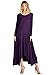 12 Ami Solid Long Sleeve Pocket Loose Maxi Dress Dark Purple M