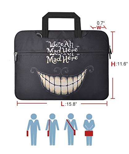 Laptop Bag 15.6, HESTECH Laptop Carrying Case Sleeve, Computer Bag Compatible for 14-15.6 MacBook Pro Lenovo Dell HP Asus Acer Chromebook (We are All Mad Here)