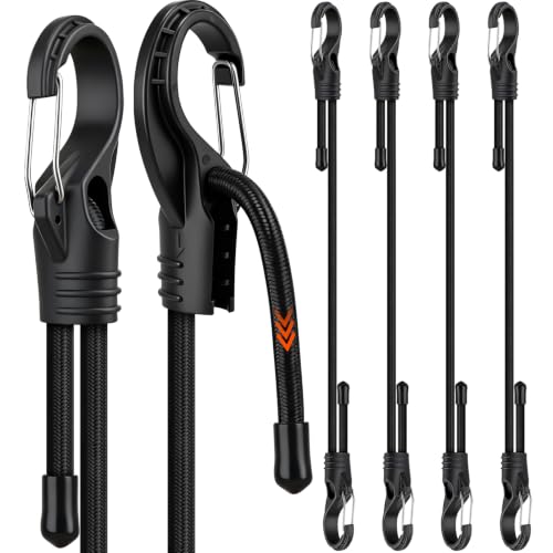 4-piece 24-inch Adjustable Bungee Cords Hooks Easily