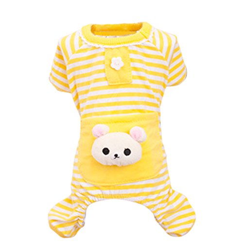 S WIDEN ELECTRIC Dog Pajamas Pet Jumpsuit Easy to Put Off/On Striped Four-Feet Clothes Dog Cotton Pocket Pajamas