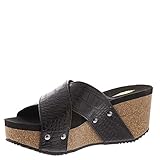 Volatile Women's Criss Cross Sandal Wedge, Black