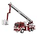 FUN LITTLE TOYS Fireman Toy Rescue Truck Friction Powered 1:16 Simulation Vehicle Light Sound, 6 Wheels a Extensible Ladder, Red White