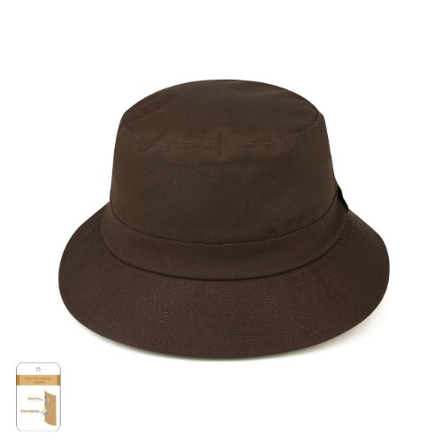 Juniper Unisex Waxed Cotton Canvas Bucket Hat-J9702-Brown-L