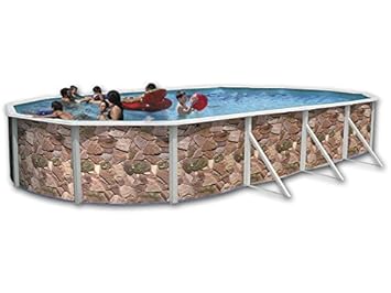 Piscine Ovale Hors Sol 640x366x120 Paroi Rigide Laquée Rocalla Ovale