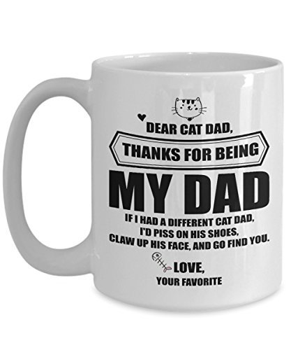 Michell63Bentham Dear Cat Dad, Thank You For Being My Dad Mug - Gift For Cat Lover - Cat Dad Funny Mug