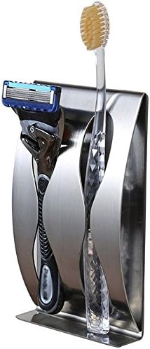 Toothbrush Holders Wall Mounted Stainless Steel Razor Stand with Self Adhesive (2 Seat)